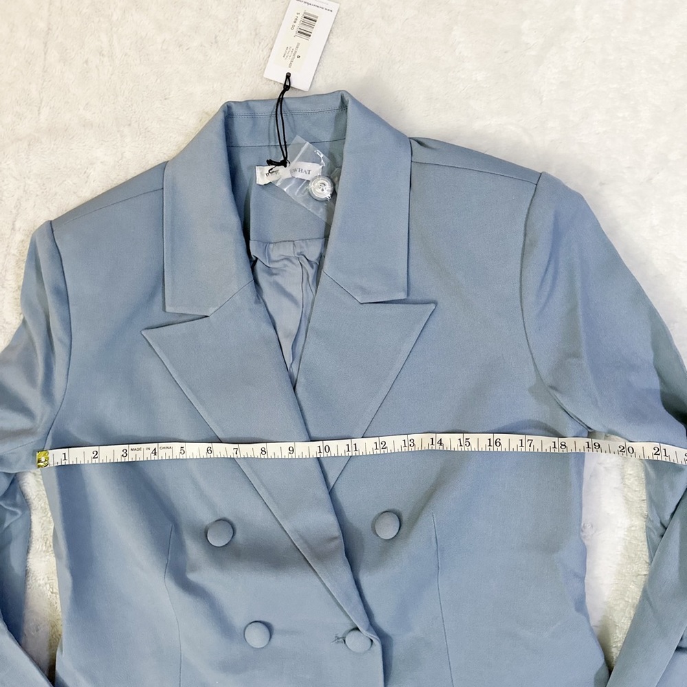 NWT- WeWoreWhat x Revolve Double Breasted Blazer Suiting Twill Storm - Picture 12 of 13